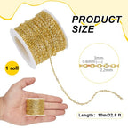 PH PandaHall 33 ft Necklace Chains 2.2mm Golden Iron Cross Chains Link Flat O-Shaped Cable Chains Craft Jewelry Chain for DIY Necklace Bracelet Jewelry Making Valentine, 3x2.2x0.6mm - color: Golden-3x2.2x0.6mm, size: 3x2.2x0.6mm