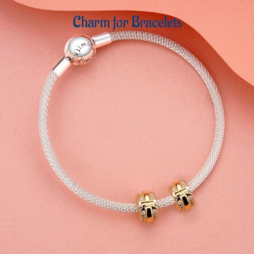 Clip Stopper Spacer Charms for Bracelets Necklaces, Compatible with Pandora,Jewery Mking DIY - style: Sparkling Pavé Lines Clip 14K Gold Plated