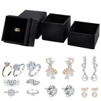 driew 12 Pack Cardboard Drawer Display Jewelry Boxes, Black Gift Boxes Kraft Paper Box Jewelry Gift Packaging Case Sponge Insert and Lids for Rings (2.05x2.05X1.57 Inch)