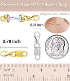 Dailyacc 925 Silver Lobster Magnetic Necklace Clasps and Closures Safety Sterling Silver with 14K Gold Jewelry Converters for Bracelets Chain Extender - color: 2pcs 1S + 1Gold