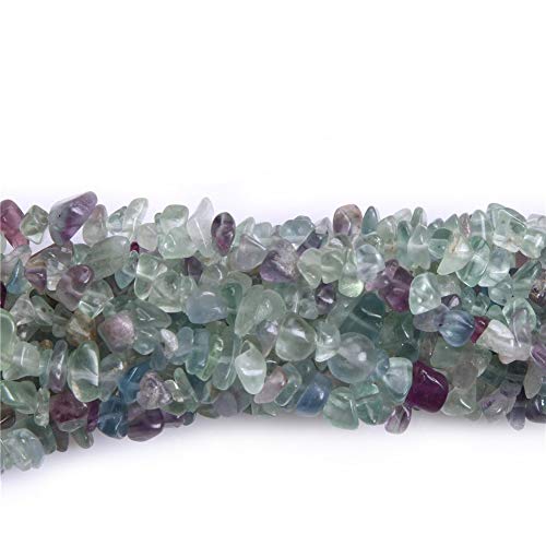 HAAMIIQII 5-8mm Natural Fluorite Chips Beads Irregular Chip Stones Loose Gemstone Beads Energy Healing Beads for Jewelry Making Strand 30 Inch - color: Fluorite