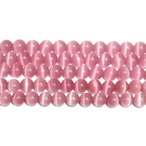 MJDCB 30pcs Pink Cat Eye Stone Beads 12mm Round Crystal Loose Bead for Jewelry Making DIY Bracelets Necklace - color: Pink, size: 12mm(30pcs)