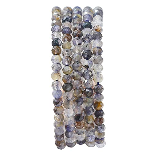 BEADIA Natural Black QuartzRutilated Beads 4x2mm 120pcs Faceted Rondelle Loose Semi Gemstone Beads for Jewelry Making Design - color: Black QuartzRutilated