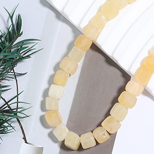 OAIITE 8MM Natural Citrine Gemstone Loose Square Cube Beads Stone Healing Power for Jewelry Making DIY Bracelet Necklace - color: Citrine