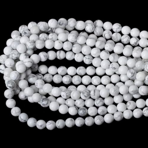 90pcs Adabele Natural White Howlite Healing Gemstone 4mm (0.16 inch) Small Round Beads Gem Stone Spacer for DIY Craft Jewelry Making GY4-4 - color: Howlite, size: 4mm (90pcs/1 Strand)