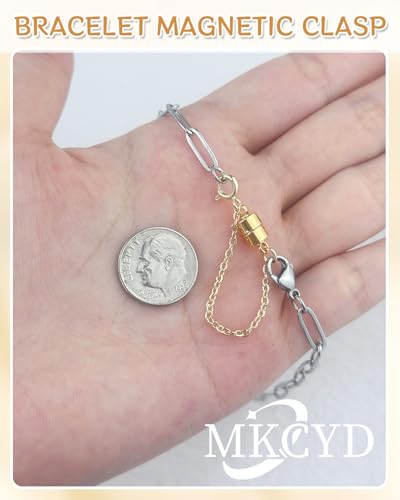 MKCYD 8Pcs Magnetic Bracelet Clasps and Closures with Safety Chain Never Fall Gold and Silver Bracelet Extender Converter Magnetic Clasps for Women - color: 8Pcs | Gold & Silver