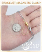 MKCYD 8Pcs Magnetic Bracelet Clasps and Closures with Safety Chain Never Fall Gold Bracelet Extender Converter Magnetic Clasps for Women - color: 8Pcs Gold