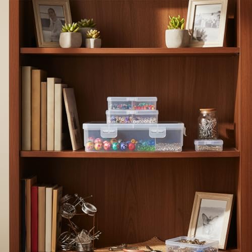 Jetec 6 Pieces Mini Plastic Clear Beads Storage Containers Box for Collecting Small Items, Beads, Jewelry, Business Cards, Game Pieces, Crafts (4 Size) - size: Mixed Sizes