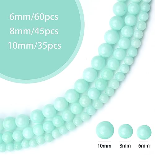 45pcs 8mm Natural Amazonite Gemstone Beads Energy Healing Crystal Round Loose Stone Beads for Jewelry Making, DIY Bracelets Necklaces - color: Amazonite, size: 8mm