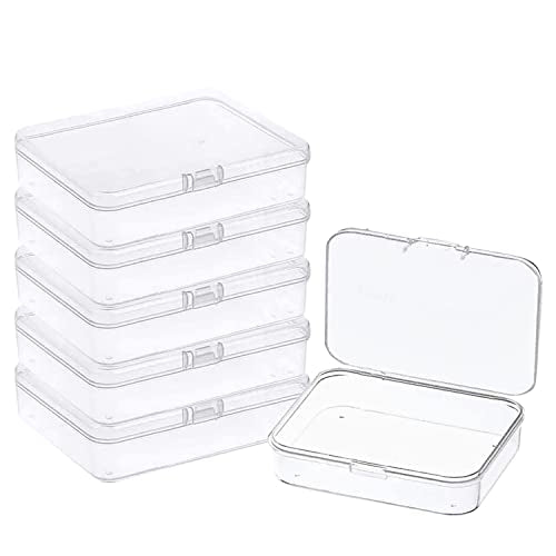 Goiio 6 Pcs 5.6x4.2x1.8 Inches Clear Rectangle Box for Collecting Small Items, Beads, Game Pieces, Business Cards, Crafts Accessories