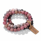3 PCS Healing Crystal Bracelets for Women 8mm Natural Stone Beaded Stretch Bracelet Amethyst Jewelry Gifts - color: 02 8mm Pink Zebra Jasper