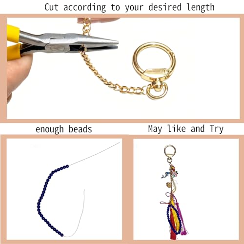600Pcs Lip Gloss Keychain Making Kit with Charms, Including 30 Keychains Clips 2meters Extender Chain 100 Charm Jewelry Plier, DIY Keychains Kit, for Keychain Making Supplies DIY Crafts