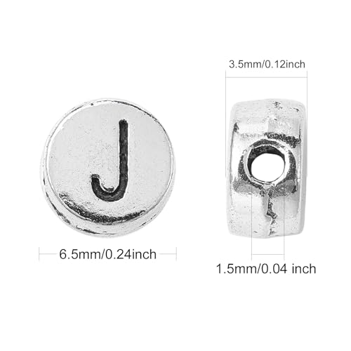 DanLingJewelry 200Pcs Antique Silver Round Letter Beads - Alphabet & Initial Letter Beads for Jewelry Craft Making - color: 200pcs - alphabet - random