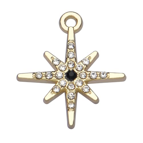 Pack of 20 Rhinestone Charms Gold Plated Pendants Pave Crystal Accessories for Necklace Bracelet Jewelry Making DIY Crafting - color: (Star)VID61602