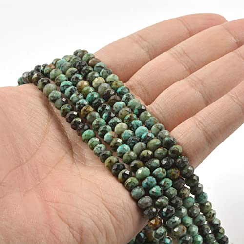 6mm Natural African Turquoise Faceted Rondelle Loose Beads Jewelry Making DIY Bead 16 Inch - color: African Turquoise