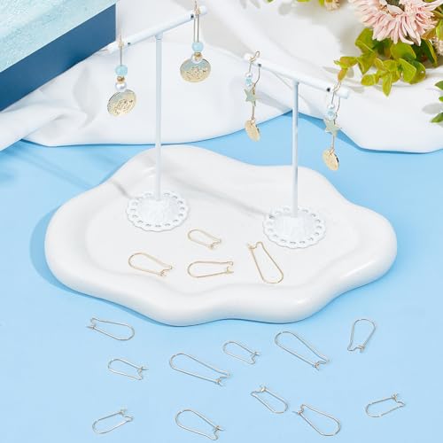 1 Box 120Pcs Kidney Wire Earring Hooks Kidney Teardrop Ear Wire Gold Dangle U Shaped Long Hoop Ear Wires with 33mm Stainless Steel Kidney Earring Hooks for Jewelry Making Supplies DIY Craft - color: Gold