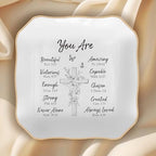 LITTLEBIGGER Christian Gifts – Bible Verses Jewelry Tray, Personalized Jewelry Dish, Spiritual and Religious Gifts for Women, Christian Faith-Based Gifts, Godmother Gift Ideas, Mothers Day gifts - style: Cross-Wavy square