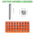 HARFINGTON 36pcs Metal Stamping Kit 1/8" (3mm) Steel Uppercase Letter and Number Punch Set (A-Z / 0-8 / "&" Symbol) Punch Press Tool with Case for Imprinting Metal Plastic Wood Leather - size: 1/8"