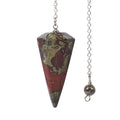 Justinstones Natural Dragon Blood Jasper Gemstone Rock Crystal Hexagonal Pointed Reiki Chakra Pendant Pendulum - color: Dragon Blood Jasper