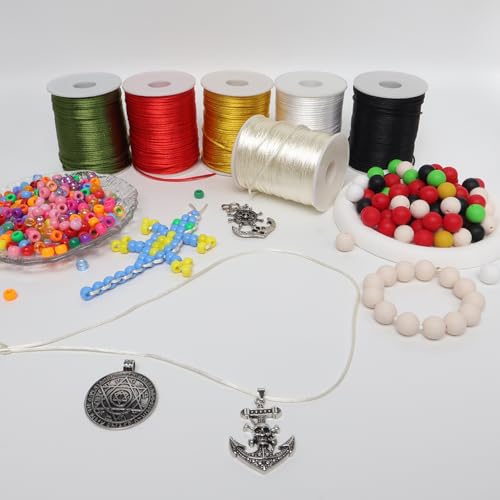LUSTEMBER 2 mm x 330 Feet Satin Nylon Cord, Silky Smooth Nylon String for Jewelry Making Bracelet Necklaces Beading Thread Rattail Macrame Kumihimo Chinese Knot Craft - size: Cream