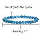 Angelstones Handmade Natural Healing Gemstone 6mm Round Beads Stretch Crystal Bracelet 7 Inch Unisex - color: Blue Green Apatite