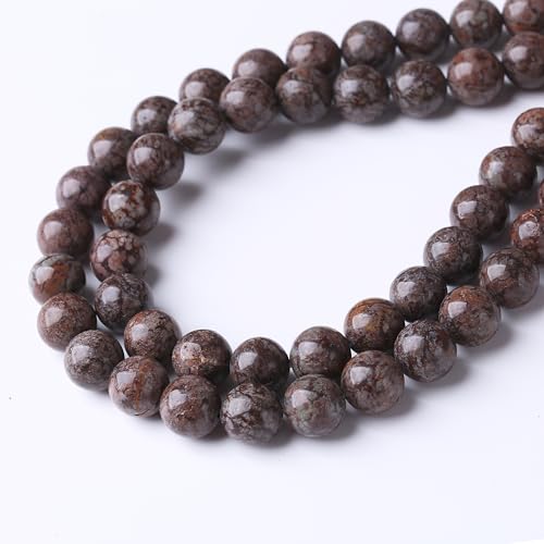 Brown Snow Stone Beads for Jewelry Making DIY Gemstone Round Crystal Bracelet Necklace 1 Strand 15.5inch 90PCS 4MM - color: Brown Snow Stone, size: 4MM