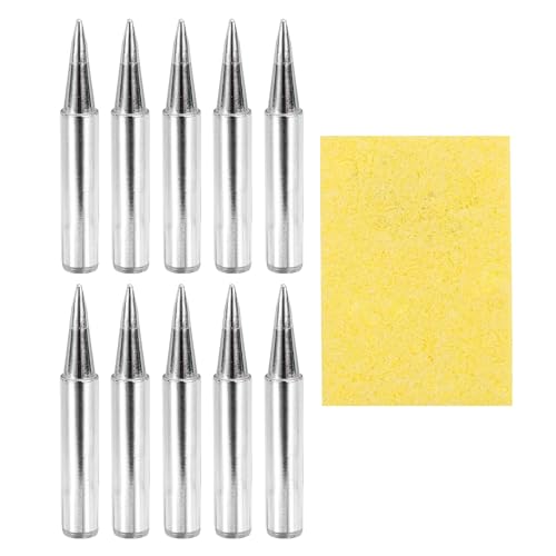 MECCANIXITY Pack of 10 900M Solder Tips Internally Heated Soldering Tips with Cleaning Sponge Pad Replacement Welding Accessories Kit for Electrical Solder Station Tip (900M-T-1.6D) - style: 900M-T-1.6D