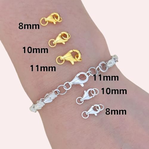 OHINGLT Lobster Claw Clasps with Closed Jump Rings,Necklace Clasps and Closures Suitable for Jewelry Making Necklaces Bracelet (12PCS Silver, (8+9+11) MM/(0.32+0.35+0.41) in) - color: 12PCS Silver, size: 0.32+0.35+0.43in / 8+9+11mm