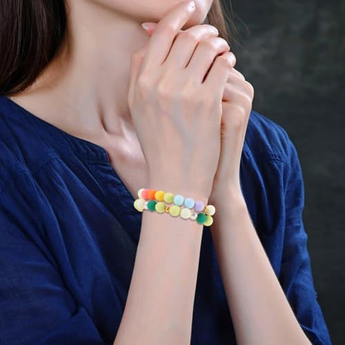 1 Box 500Pcs 8mm Matte Beads Round Acrylic Beads Opaque Frosted Colorful Ball Bubblegum Rubberized Imitated Silicone Smooth Loose Spacer Bead for Jewelry Making Bracelet Necklace DIY Crafts - color: Colorful