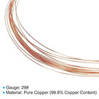 PATIKIL 16.4 Feet Solid Bare Copper Wire, 29 Gauge 99.9% Pure Copper Wire 0.3mm Soft Beading Wire Metal Plant Stem Ties for Jewelry Craft (5m) - size: 0.3mmx5m