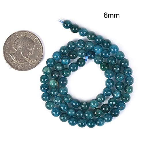 Natural Apatite 6mm Gemstone Round Loose Beads Strand for DIY Bracelet Necklace Jewelry Making Bead - color: Apatite, size: 6mm