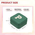 PATIKIL Travel Jewelry Case, P Initial Small Travel Jewelry Box Organizer Rings Earrings Storage Case Personalized Gifts for Women Girls Birthday Christmas Bridesmaid Gifts, Dark Green - style: P