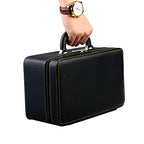 Oirlv Black Leather Jewelry Box Handmade Travel Jewelry Organizer Storage Case Holder For Girl Lady Earring,Ring,Necklace,Pendant,Watch,Bracelet.(3 layers) - color: Black