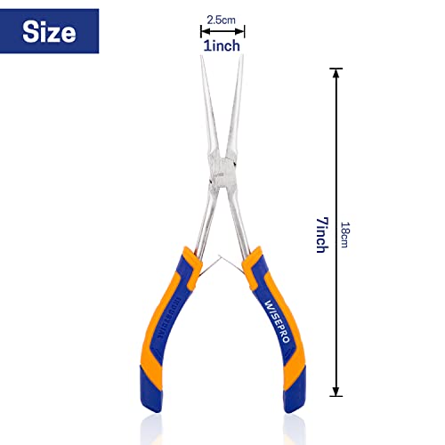 Mini Long Reach Needle Nose Pliers, 7 Inches Straight/Bent Small Pink Long Nose Pliers with Comfort Handle for Wire Wrapping, Electronic Repair, Jewelry Making - color: Straight Long Needle Nose Pliers - Blue