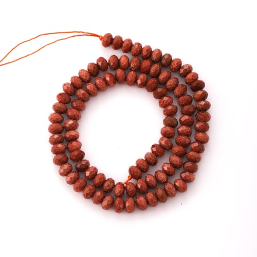 Faceted 4x6mm Natural Goldsand Stone Rondelle Spacer Gemstone Beads Loose Semi Gemstone Beads for Jewelry Making - color: Goldsand