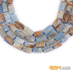 GEM-Inside 27Pcs 8x12mm Natural Blue Calcite Quartz Gemstone Faceted Freeform Tube Column Chakra Beads for Jewelry Making Full 15" Strand Power Energy Healing Stone - color: Blue Calcite