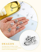 JIALEEY 50PCS Dragon Charm Flying Courage Pendant for DIY Jewelry Making Necklace Bracelet Accessaries, Antique Silver 21x16mm