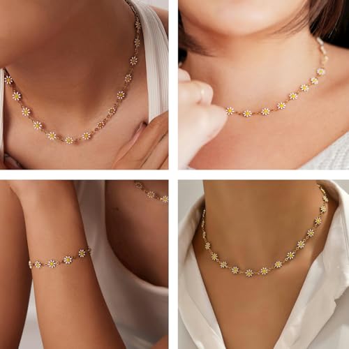 KYUNHOO 16.4 Feet/5M Daisy Flowers Link Chain KC Gold Plated Brass Chain for Jewelry Making Dainty Chain Bulk for Jewelry Craft DIY Finding Supplies - color: Daisy Gold