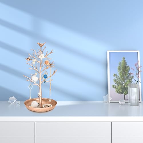 INVIKTUS Silver Birds Tree Jewelry Stand Display Earring Necklace Holder Organizer Rack Tower - color: antique bronze