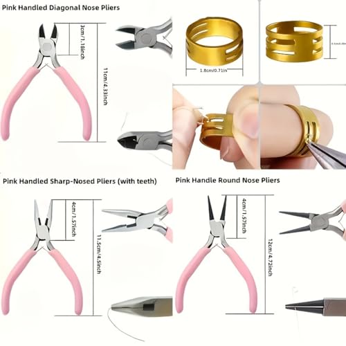 Jewelry Making Tools Kit: 6pc Set, Including Needle Round Nose, Wire Cutters, Crimper & End Nippers for Beading & Craft