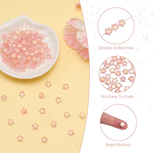 UR URLIFEHALL 100 Pcs Pink Imitation Jade Glass Star Beads with Glitter Powder Glass Beads for Earring Bracelet Necklace Jewelry DIY Making - color: 100pcs-8x8.5x4mm-pink imitation jade glass star
