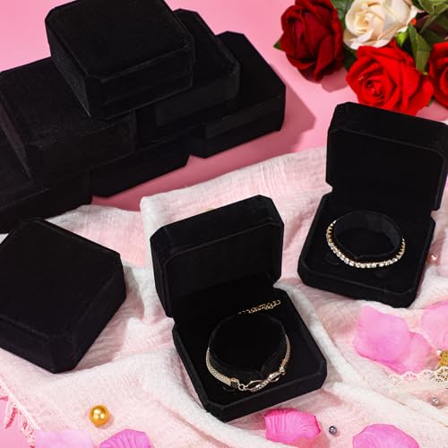 Ecation 24 Pcs Velvet Bracelet Box Classic Black Bracelet Gift Box Case for Jewelry Gift Storage Bangle Organizer Holder for Wedding Engagement Proposal Birthday Anniversary Jewelry Display