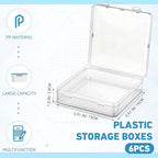 Jetec 6 Pieces Mini Plastic Clear Beads Storage Containers Box for Collecting Small Items, Beads, Jewelry, Business Cards, Game Pieces, Crafts (5.9 x 5.9 x 1.5 Inch) - size: 5.9 x 5.9 x 1.5 Inch
