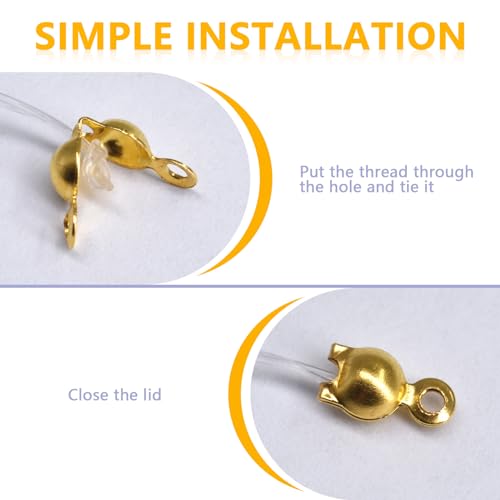 1200Pcs Clamshell Crimp Beads Tips Knot Covers Set Fold-Over Beads Caps for Jewelry, Necklace, Bracelet, Earrings, DIY Crafts Making, Connect Hook and Strings, 6 Colors