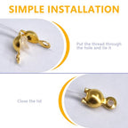 1200Pcs Clamshell Crimp Beads Tips Knot Covers Set Fold-Over Beads Caps for Jewelry, Necklace, Bracelet, Earrings, DIY Crafts Making, Connect Hook and Strings, 6 Colors