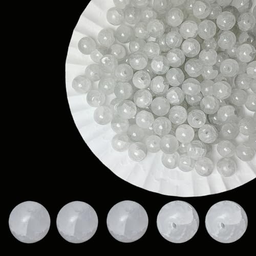 8mm Crackle Glass Beads for Jewelry Making, 700Pcs Round Crystal Beads for Bracelets, DIY Crafts (Lt Grey Crackle) - color: Lt Grey Crackle