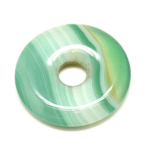 FASHEWELRY 10Pcs Natural Stripe Agate Donut Disc Gemstone Pendants 30x4mm Large Hole Healing Chakra Polished Stone Flat Round Bead Charms Random Mixed Colors for Jewelry Making Hole: 7mm - color: 30mm, Stripe Agate, Mixed Colors