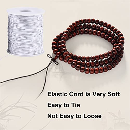 LUSTEMBER Elastic String for Bracelets, 1 mm x 110 Yards Sturdy Stretchy Elastic Cord for Jewelry Making, Necklaces, Beading - White - size: White
