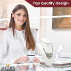 Novel Box White Leatherette Stand Jewelry Necklace Display 7.5x4x11 Inches - Freestanding Travel Necklace Holder Stand - Necklace Mannequin Organizer Stands - Necklace Displays Large - color: White Leatherette, size: Large