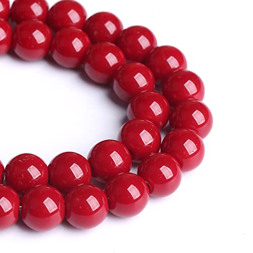 10MM 38PCS Dark Red Glass Crystal Loose Beads for Jewelry Making DIY Bracelet - color: Dark Red Glass, size: 10mm